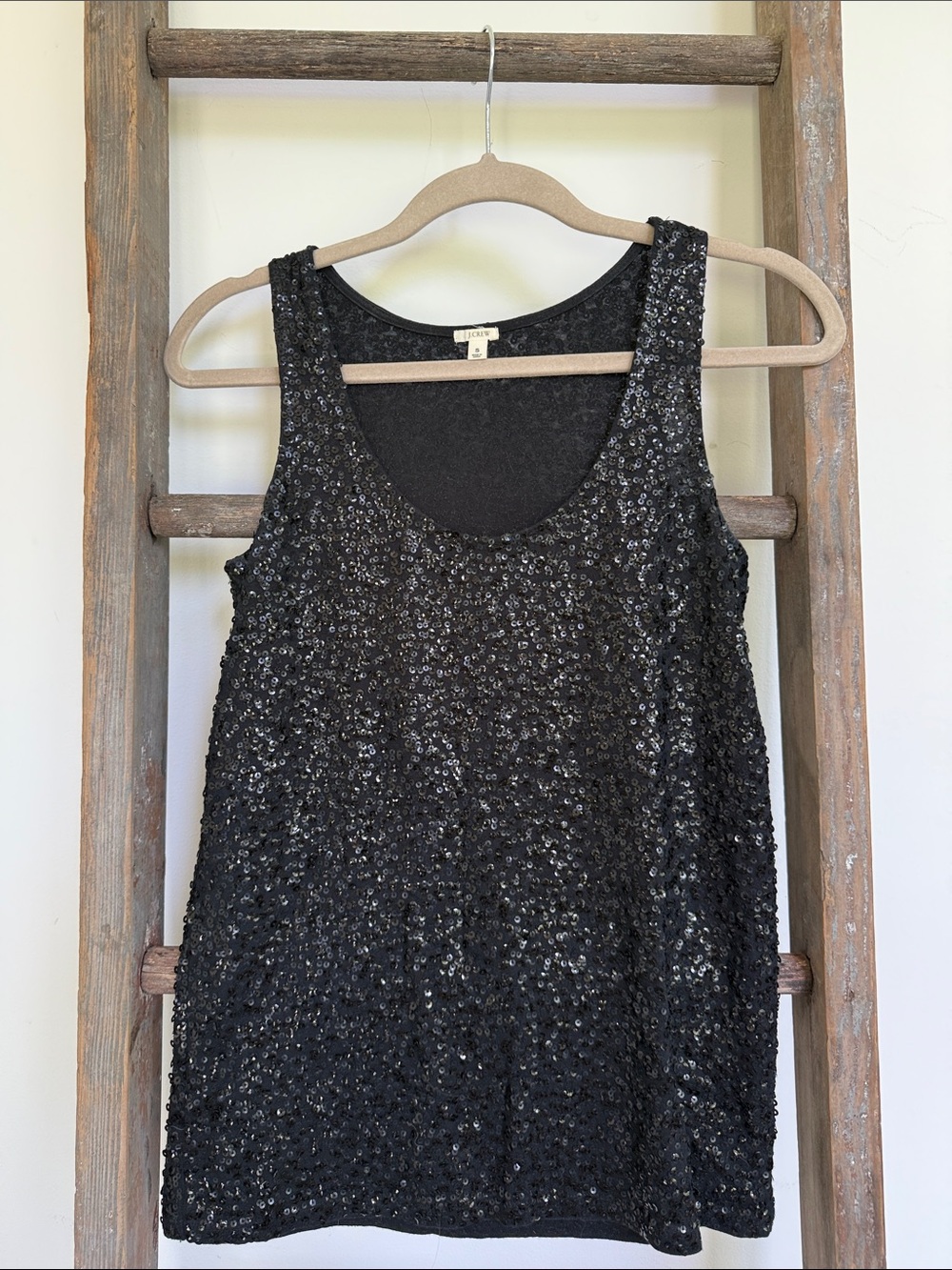 J. Crew Black Sequin Scoop Tank